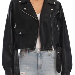 Faux leather biker jacket
